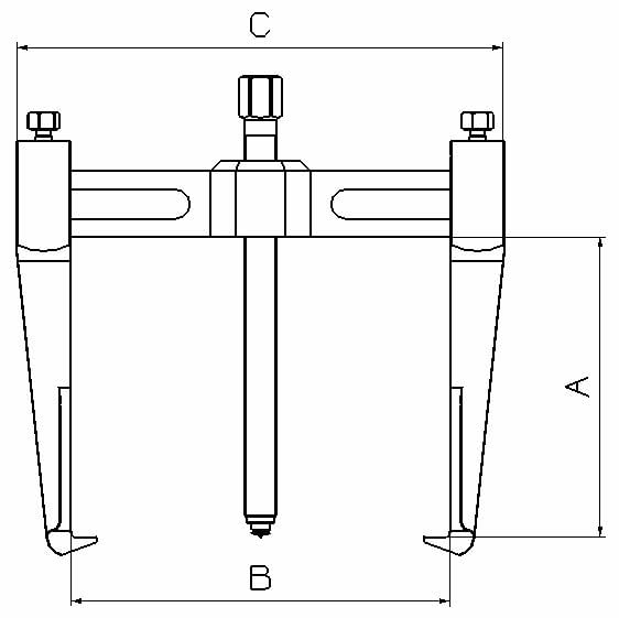 esquema medidas extractor 3 patas rígidas serie 9100T